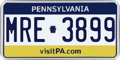 PA license plate MRE3899
