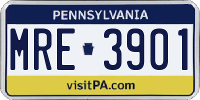 PA license plate MRE3901