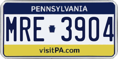 PA license plate MRE3904