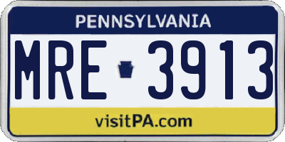 PA license plate MRE3913