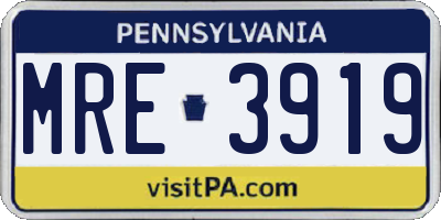 PA license plate MRE3919