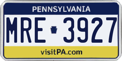 PA license plate MRE3927