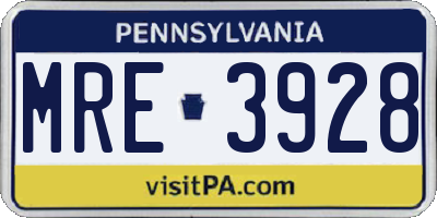 PA license plate MRE3928