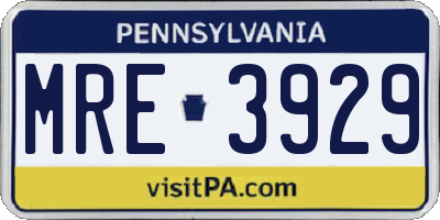PA license plate MRE3929