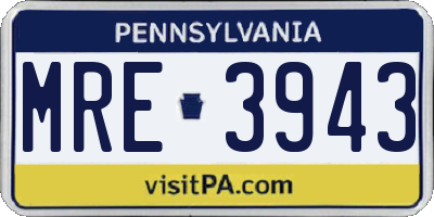 PA license plate MRE3943