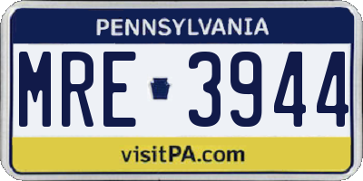 PA license plate MRE3944