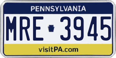 PA license plate MRE3945