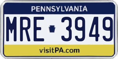PA license plate MRE3949