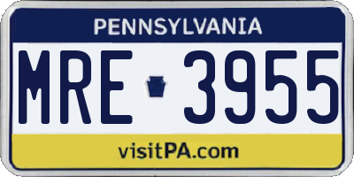 PA license plate MRE3955