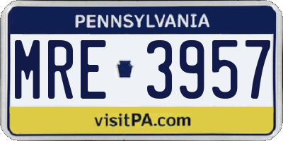 PA license plate MRE3957