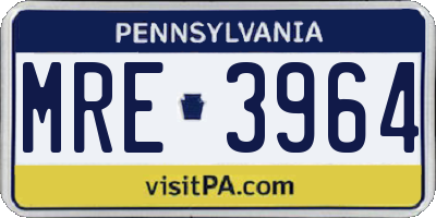 PA license plate MRE3964