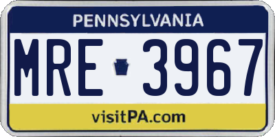 PA license plate MRE3967