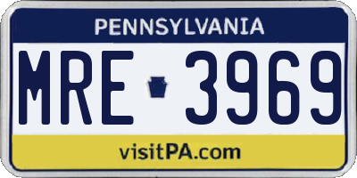 PA license plate MRE3969