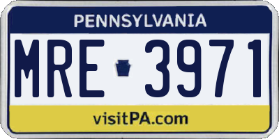 PA license plate MRE3971