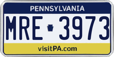 PA license plate MRE3973