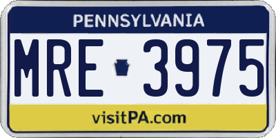 PA license plate MRE3975