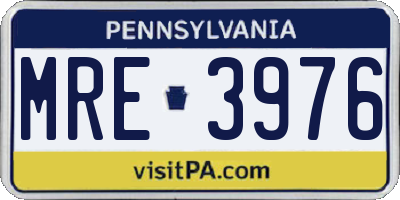 PA license plate MRE3976