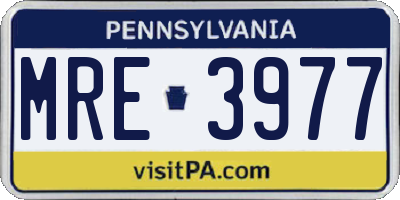 PA license plate MRE3977