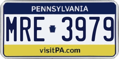 PA license plate MRE3979
