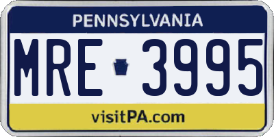 PA license plate MRE3995