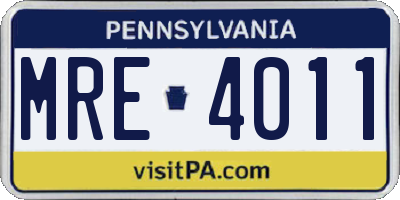 PA license plate MRE4011