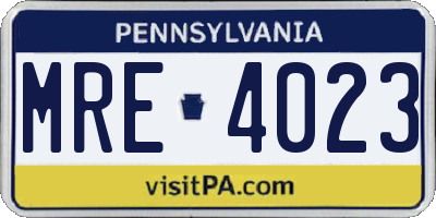 PA license plate MRE4023