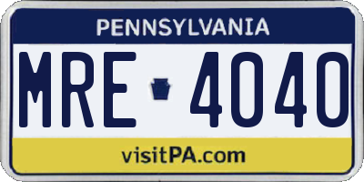 PA license plate MRE4040