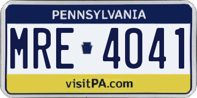 PA license plate MRE4041