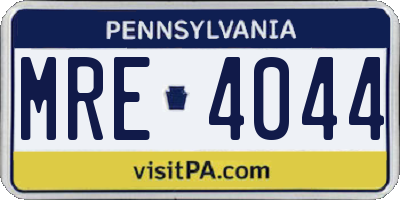 PA license plate MRE4044
