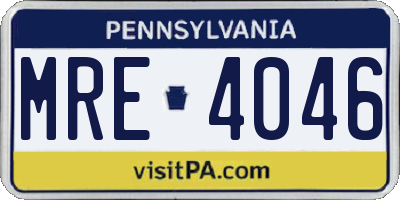 PA license plate MRE4046