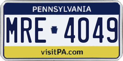PA license plate MRE4049