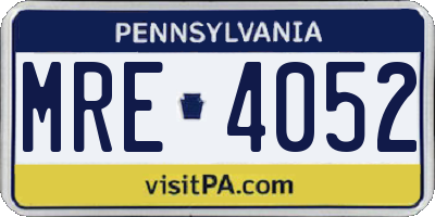 PA license plate MRE4052