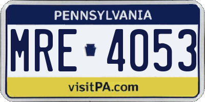 PA license plate MRE4053