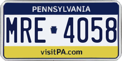 PA license plate MRE4058