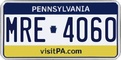 PA license plate MRE4060