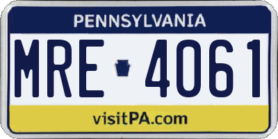PA license plate MRE4061