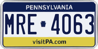 PA license plate MRE4063
