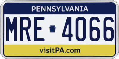 PA license plate MRE4066
