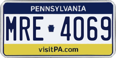 PA license plate MRE4069