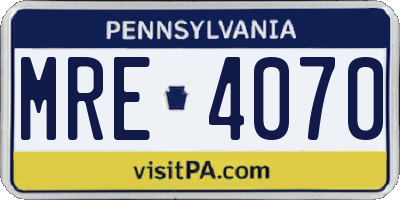PA license plate MRE4070