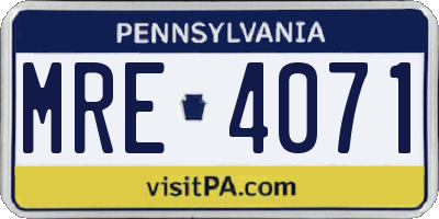 PA license plate MRE4071