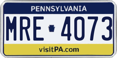 PA license plate MRE4073
