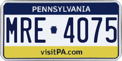 PA license plate MRE4075