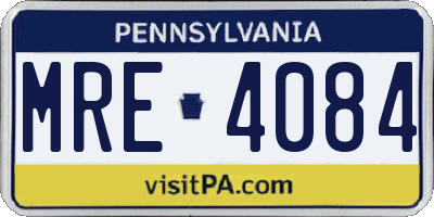 PA license plate MRE4084