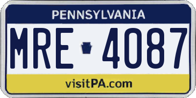 PA license plate MRE4087
