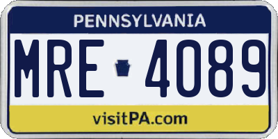 PA license plate MRE4089