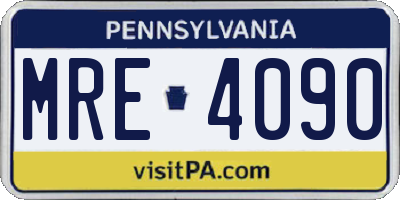 PA license plate MRE4090