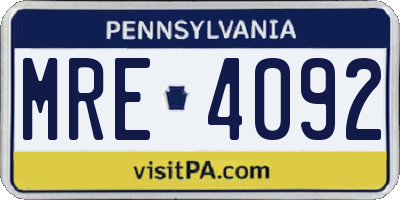 PA license plate MRE4092