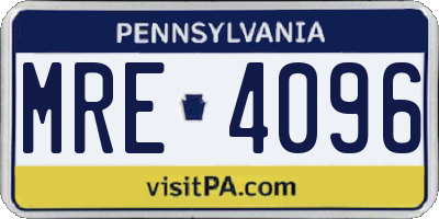 PA license plate MRE4096