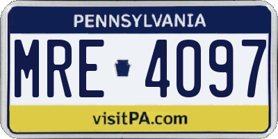 PA license plate MRE4097